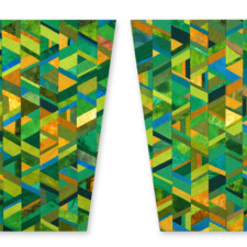 LINDA WITTE HENKE
DEEPLY ROOTED – The abstract design for these altar paraments was inspired by the early fall colors of the majestic cottonwood trees along the Rio Grande River whose leaves they dance against the vivid New Mexico sky. Improvisationally pieced from a wide variety of fabrics, the paraments reside at Saint Paul Lutheran Church in Albuquerque, NM.